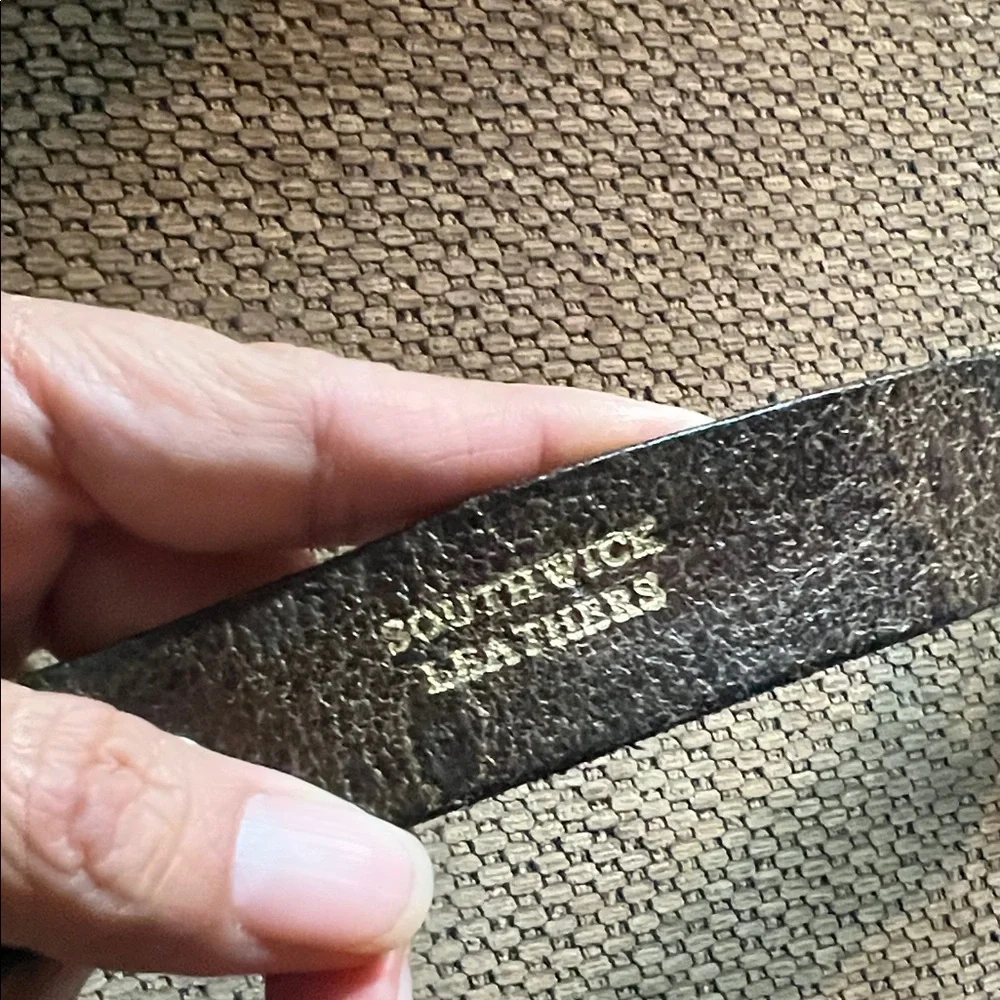 Southwick Leathers Brown Belt with real buffalo coin accents‎ leather 32”